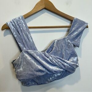 ASOS Asymmetrical Off The Shoulder Crushed Velvet Crop Top Light Purple Lilac